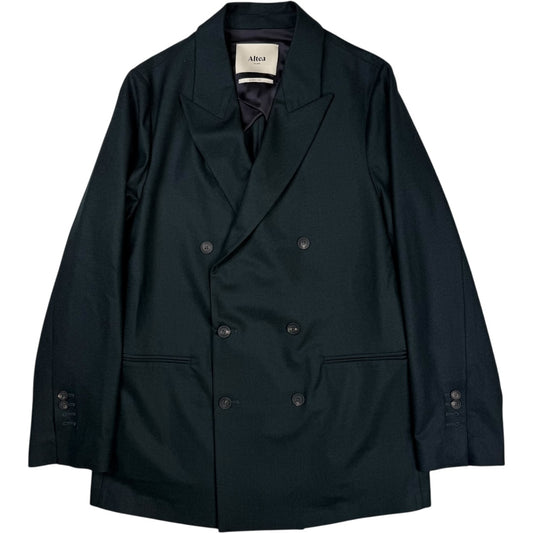 Petrol Green Double Breasted Blazer Tech Wool