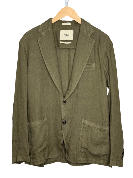 Aaron Garment Dyed Blazer Linen Army