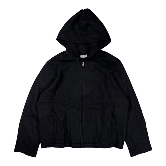 Wool Zip Hoodie Black