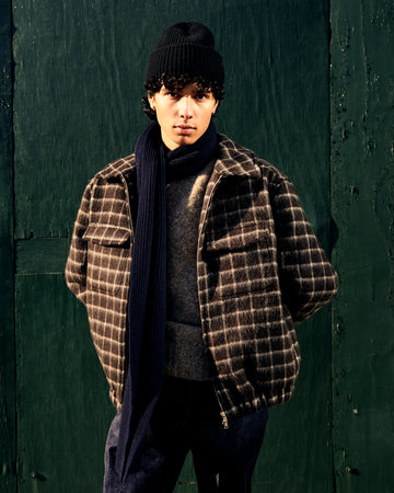 Student Jacket Baby Llama Fuzzy Cloth Windowpane