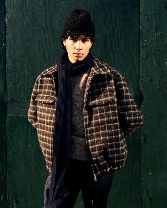 Student Jacket Baby Llama Fuzzy Cloth Windowpane