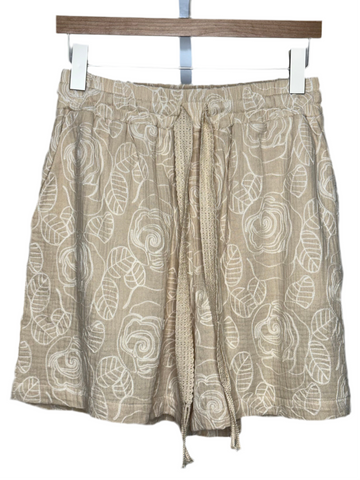 Enzo Drawstring Shorts White Rose