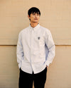 Button Down Logo Oxford Blue Stripe