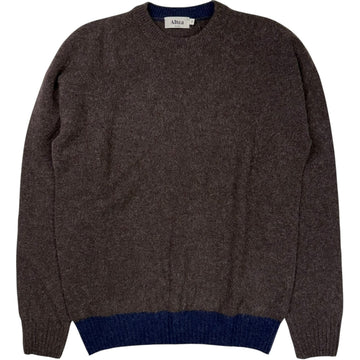 Crewneck Brushed Wool Sweater Brown Navy