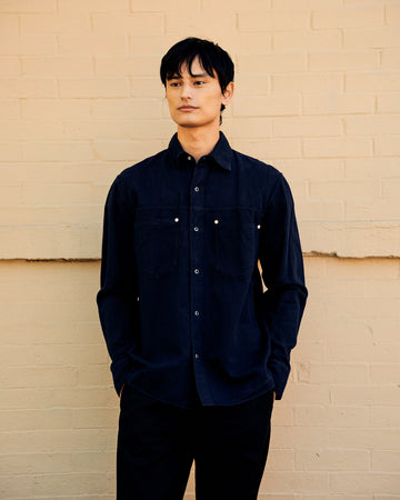 Sandell Cotton-Linen Overshirt Navy