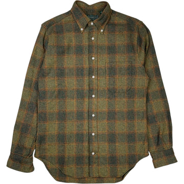 Olive Tweed Check Button Front Shirt