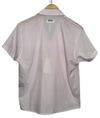 Short Sleeve Open Collar Pink Stripe Polyester Cotton