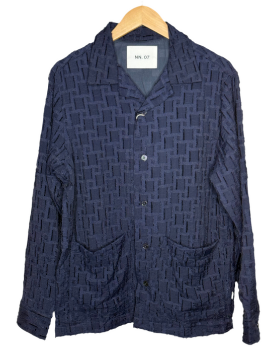 Hank Overshirt Navy Blue Viscose Blend