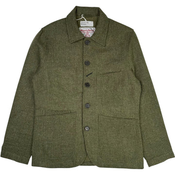 Green Harris Tweed Plaid Bakers Jacket