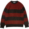 Suedehead Stripe Crew Knit Sweater Red Brown
