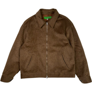 Zip Front Jacket Wool Fur Brown