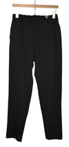 Twill Tapered Loose Fit Pants Black Polyester Rayon