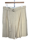 Marshall Double Pleated Belted Wide Leg Short Textured Cream