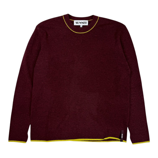 Longsleeve Roundneck Burnt Aubergine Wool Blend