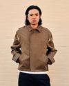 Cotton Linen Zip Front Blouson Olive