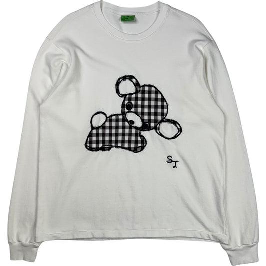 Long Sleeve T-Shirt Applique Jersey Brown Gingham Stuffed Animal