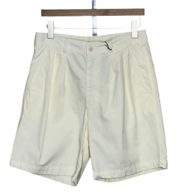 Lapa Relaxed Pleated Shorts Off White Cotton