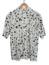 Sidri White Short Sleeve Shirt Black Embroidery Dots