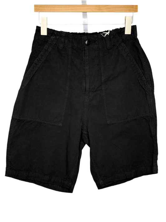 Peg Top Shorts Black Cotton Hemp