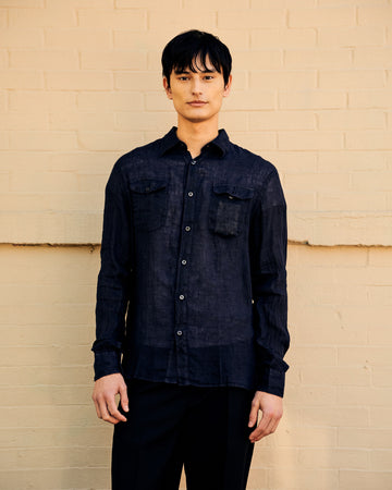 Dallas Linen Overshirt Navy