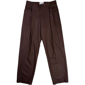Pocket Pleat Pant Brown Wool