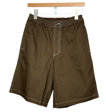 Contrast Stitch Elastic Waist Short Dark Chocolate
