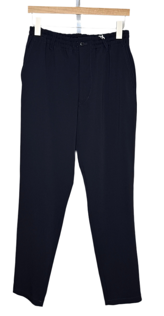 Twill Tapered Loose Fit Pants Navy Polyester Rayon