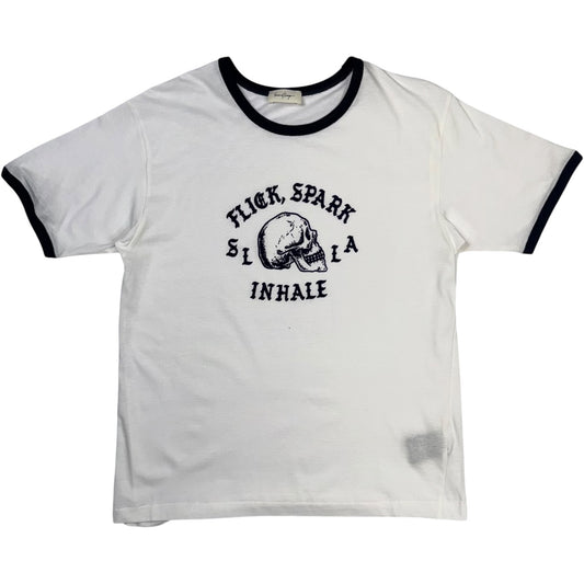 Flick Spark Inhale Ringer Tee White Navy