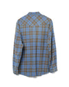 Washed Flannel Western Shirt Cotton Cornflower Plaid