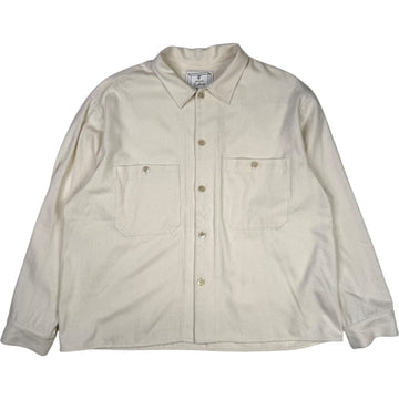 Small Talk Studio x Cueva Collaboration Custom Raw Hem Overshirt White