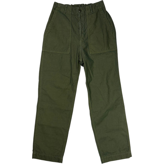 Back Satin Wide Baker Pants Olive Cotton Linen