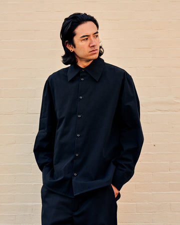 Trino Shirt Black Fine Poplin