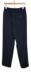 Twill Single Pleated Wide Pants Navy Polyester
