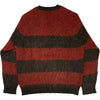Suedehead Stripe Crew Knit Sweater Red Brown