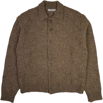 Rat Pack Cardigan Checkerboard Knit Taupe