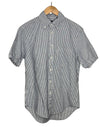 Blue Stripe Linen Blend Camp Short Sleeve Shirt