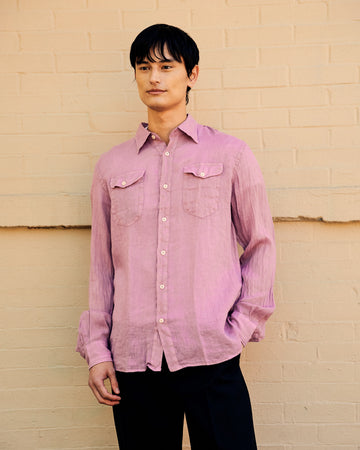 Dallas Linen Overshirt Dark Mauve