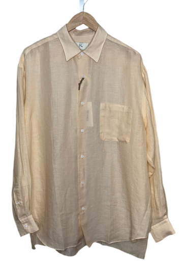 Regular Collar Shirt Ramie Pink