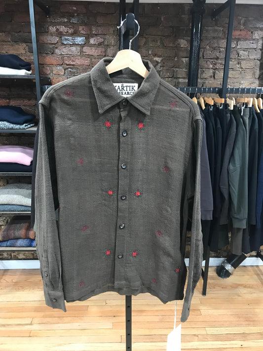 Box Shirt Woven Kasuti Embriodery Brown