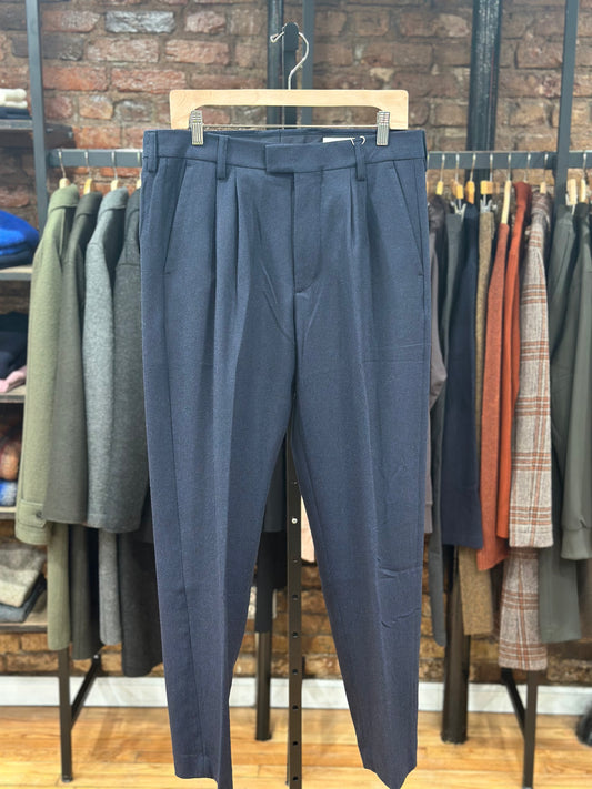 Fritz Navy Double Pleated Trouser Relaxed Fit Navy