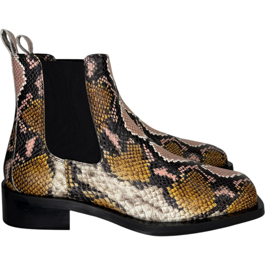 Rick Leather Ankle Boot Squared Toe Snake Print