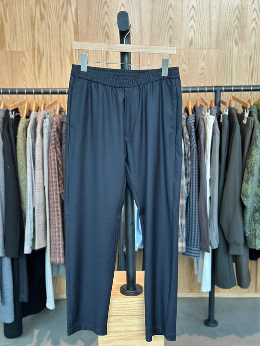 Trousers Elastic Waist Bativoga Navy Virgin Wool