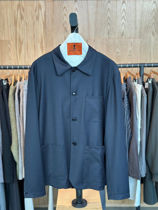 Overshirt Visal Flan Navy Brushed Wool