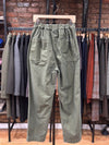 Back Satin Single Pleated Wide Pants Olive Cotton Linen