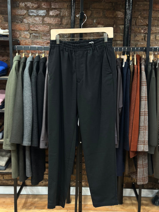 Poly Rayon Twill Tapered Easy Pants Black