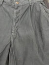 Back Satin Single Pleated Wide Pants Navy Cotton Linen