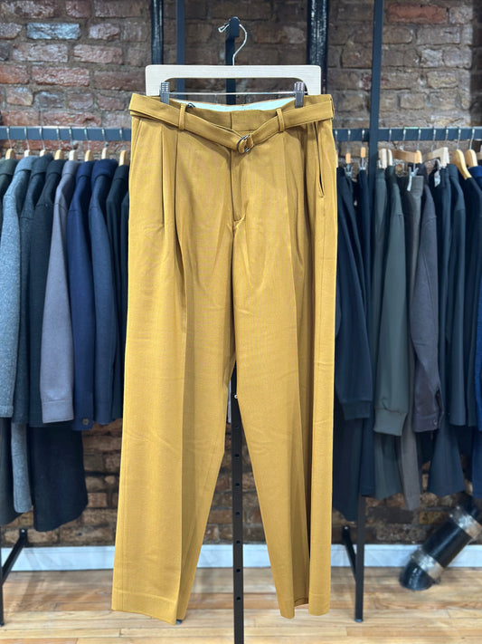 Omari Belted Trouser Lightweight Wool Mustard