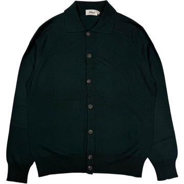 Button Front Wool Cardigan Green