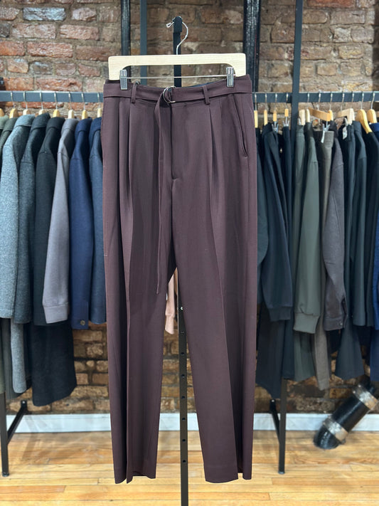 Omari Belted Trouser Lightweight Wool Burgandy