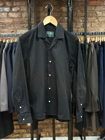 Black Camp Collar Button Front Shirt